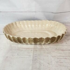 Brush McCoy Pottery Oval Scalloped Edge Serving Dish Cream Vintage‎